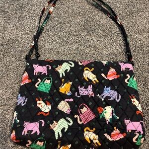 Colorful Cat Print Quilted Shoulder Bag